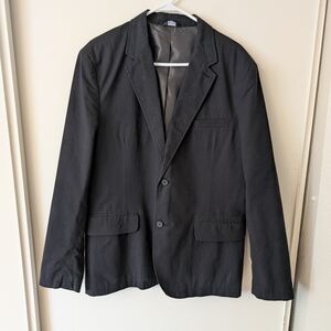 GAP Mens Large Black Seersucker Blazer Sport Coat Preppy Classic Office Academia